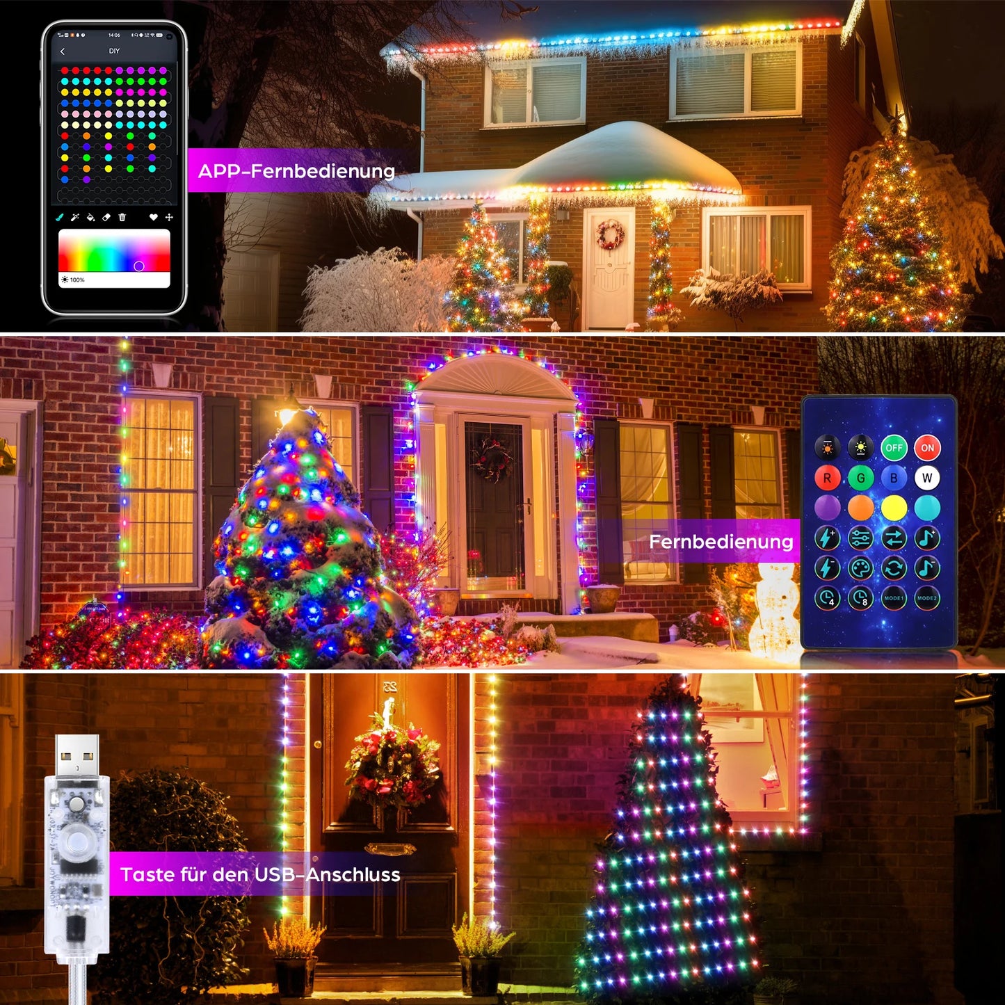 5V USB LED Christmas Light,25/20/10M Garland Fairy Light With Bluetooth APP and Remote control For Xmas Tree Decoration Lighting