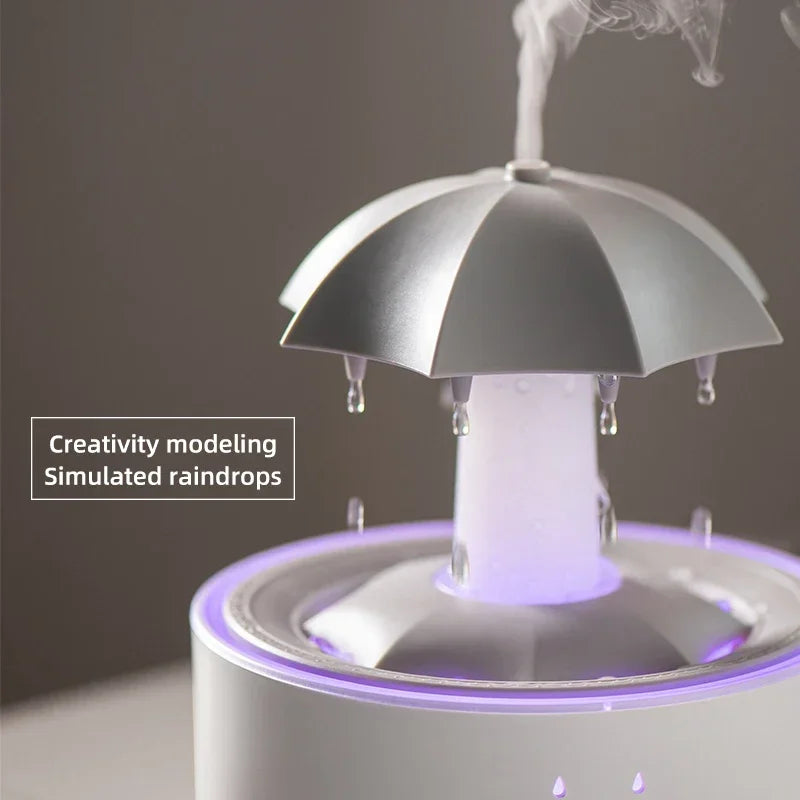 Umbrella Water Drop Air Humidifier with Colorful Light and aroma Essential Oil Diffuser