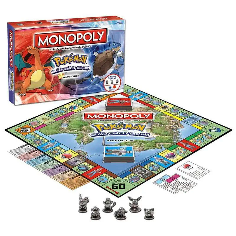 Pokemon MONOPOLY board game Johto and Kanto Edition English English Version Family Party Game Toy Children's Gift