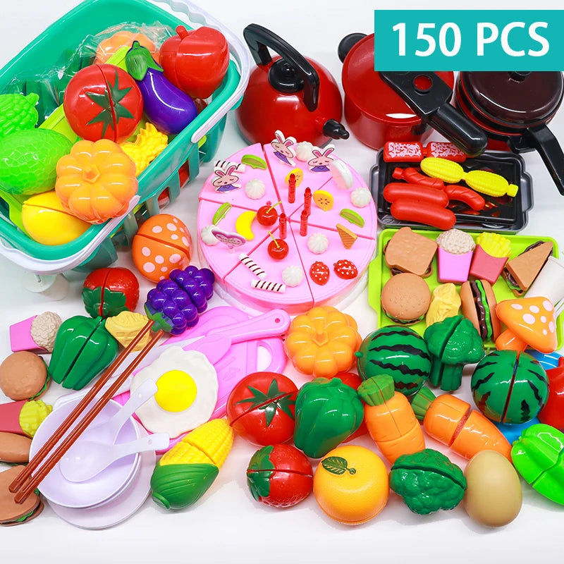 Cutting Play Food Toy for Kids Kitchen Pretend Fruit &Vegetable Accessories Educational Toy for Toddler Children Gift