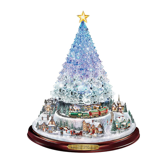 Christmas Tree Rotating Sculpture Train Decorations Paste Window Paste Stickers