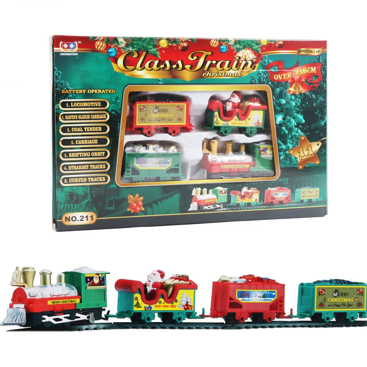 Christmas Realistic Electric Train Set,Easy To Ass-emble & Safe For Kids Gift & Party Home Xmas Tree Decoration