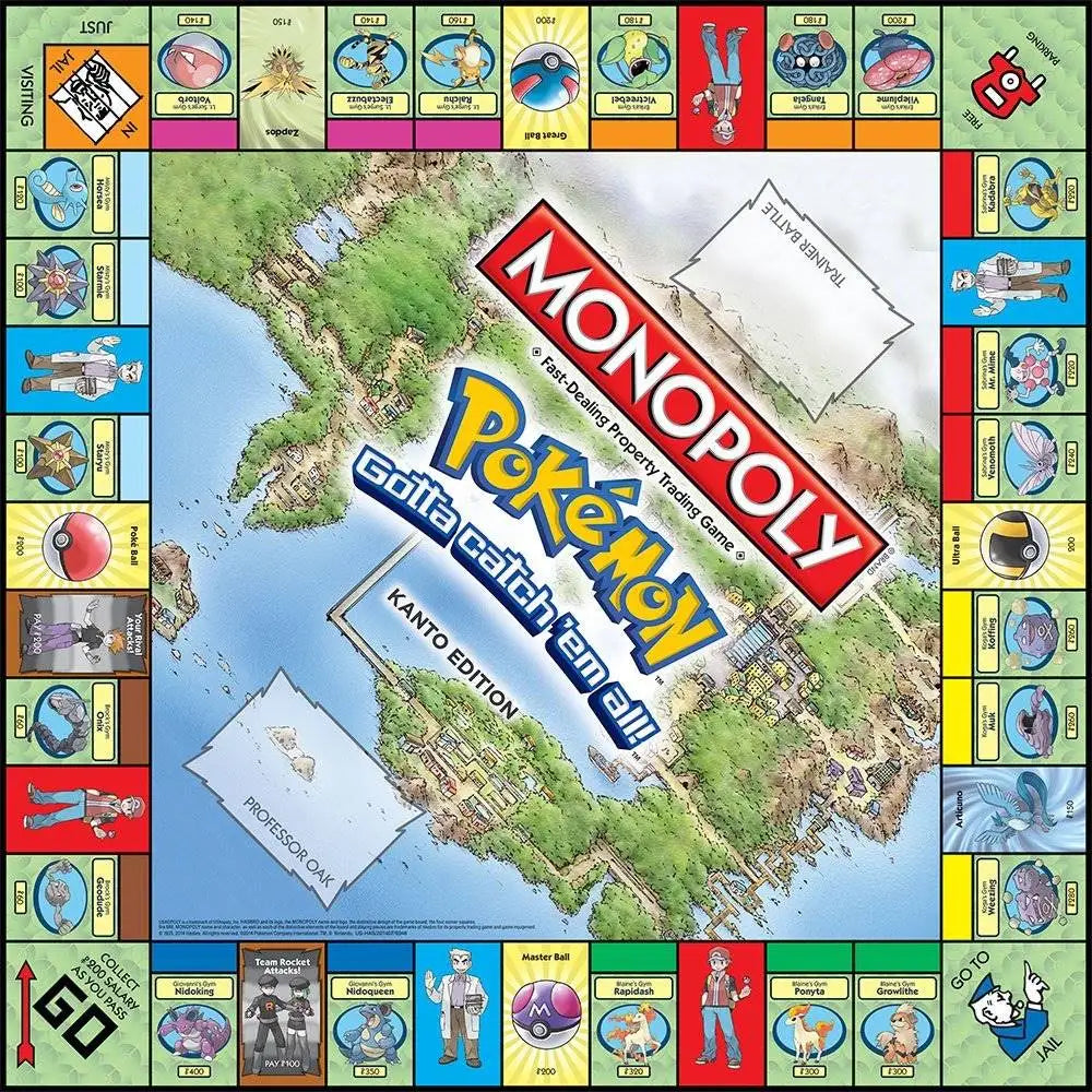 Pokemon MONOPOLY board game Johto and Kanto Edition English English Version Family Party Game Toy Children's Gift