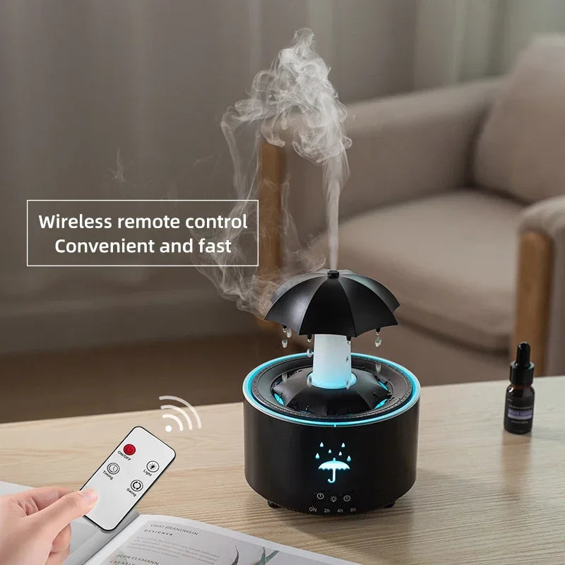 Umbrella Water Drop Air Humidifier with Colorful Light and aroma Essential Oil Diffuser