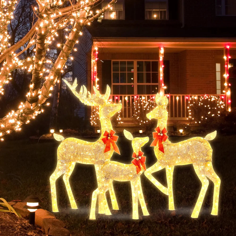 Lighted Christmas Deer Sleigh Outdoor Yard Decoration Winter Decoration For Front Yards New Fashion And Simple Furnishings 2023