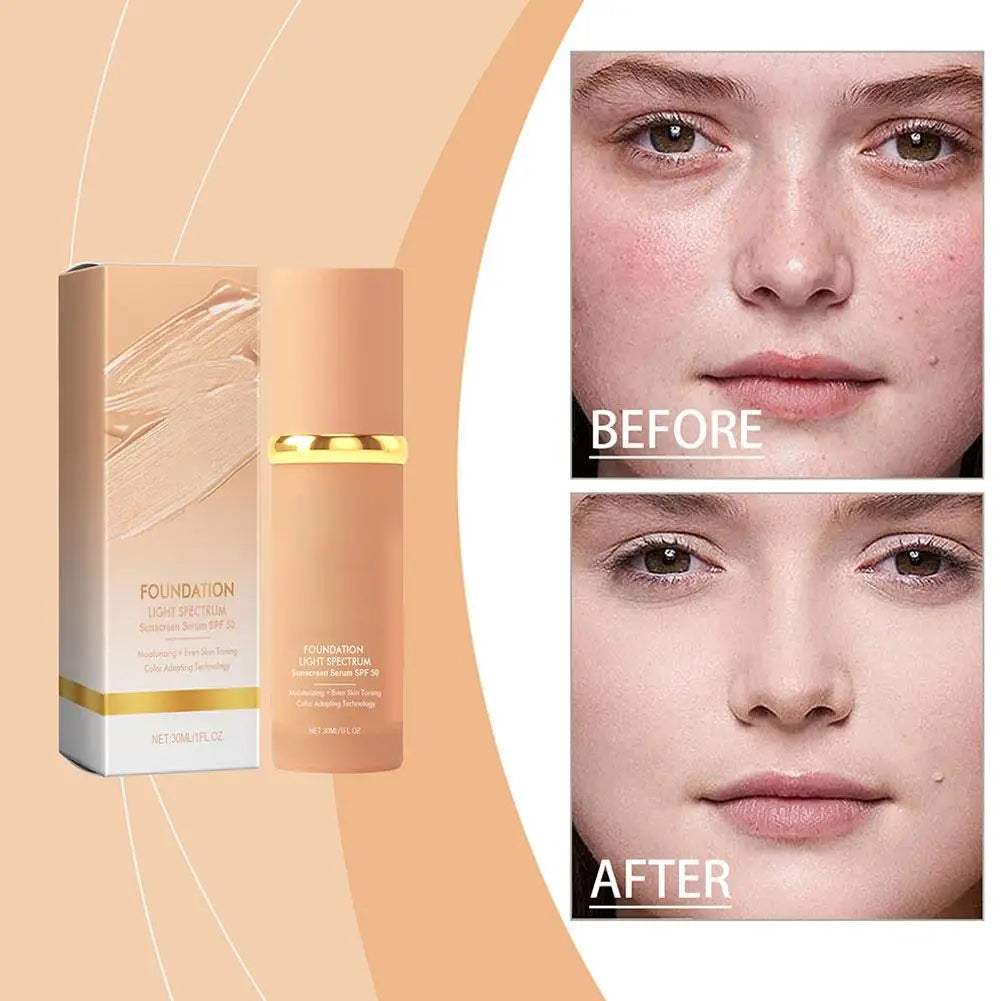 4-in-1 Foundation Liquid Makeup 4 In 1 Foundation Light Spectrum Sunscreen Serum Liquid Hydrating Full Coverage Concealer SPF 50