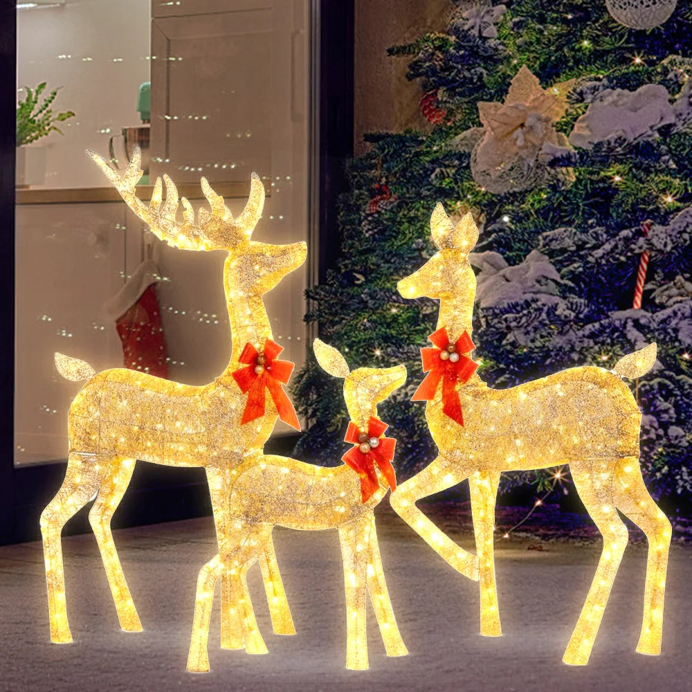 Lighted Christmas Deer Sleigh Outdoor Yard Decoration Winter Decoration For Front Yards New Fashion And Simple Furnishings 2023