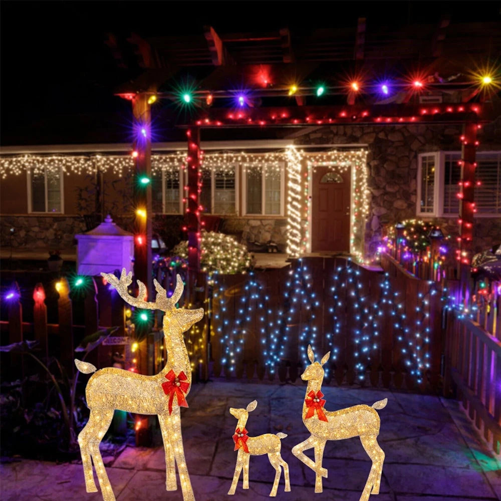 Lighted Christmas Deer Sleigh Outdoor Yard Decoration Winter Decoration For Front Yards New Fashion And Simple Furnishings 2023