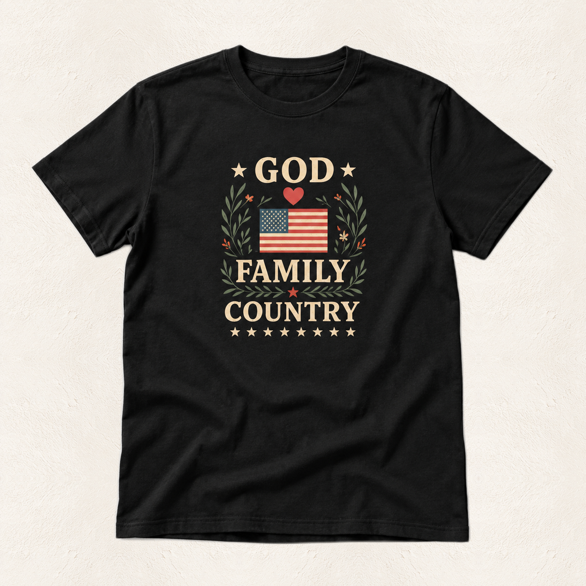 God Family Country Men's T-Shirt — original product and design — warm ivory background