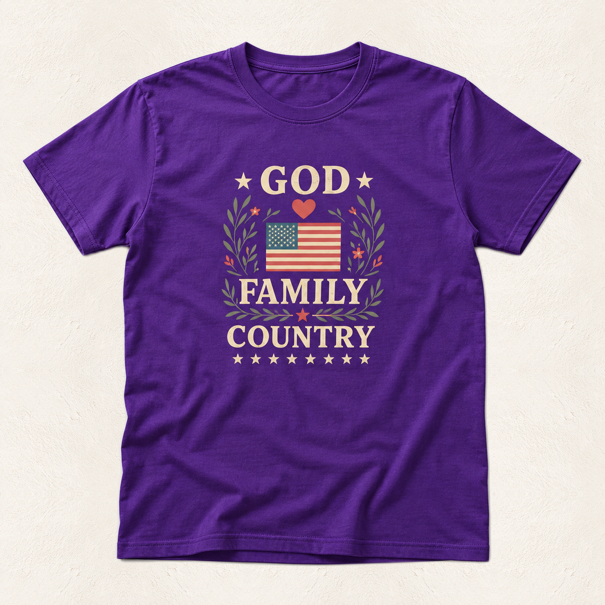 God Family Country Men's T-Shirt — original product and design — warm ivory background