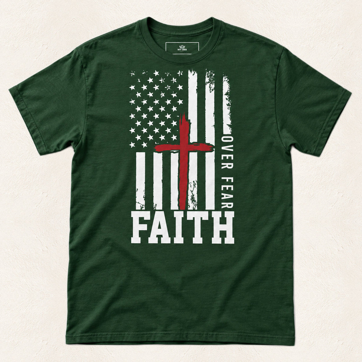Faith Over Fear Patriotic Men's T-Shirt — original product and design — warm ivory background
