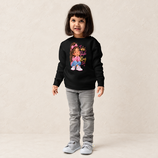 Daughter of the King Girls' Sweatshirt — original child model — warm ivory textured background