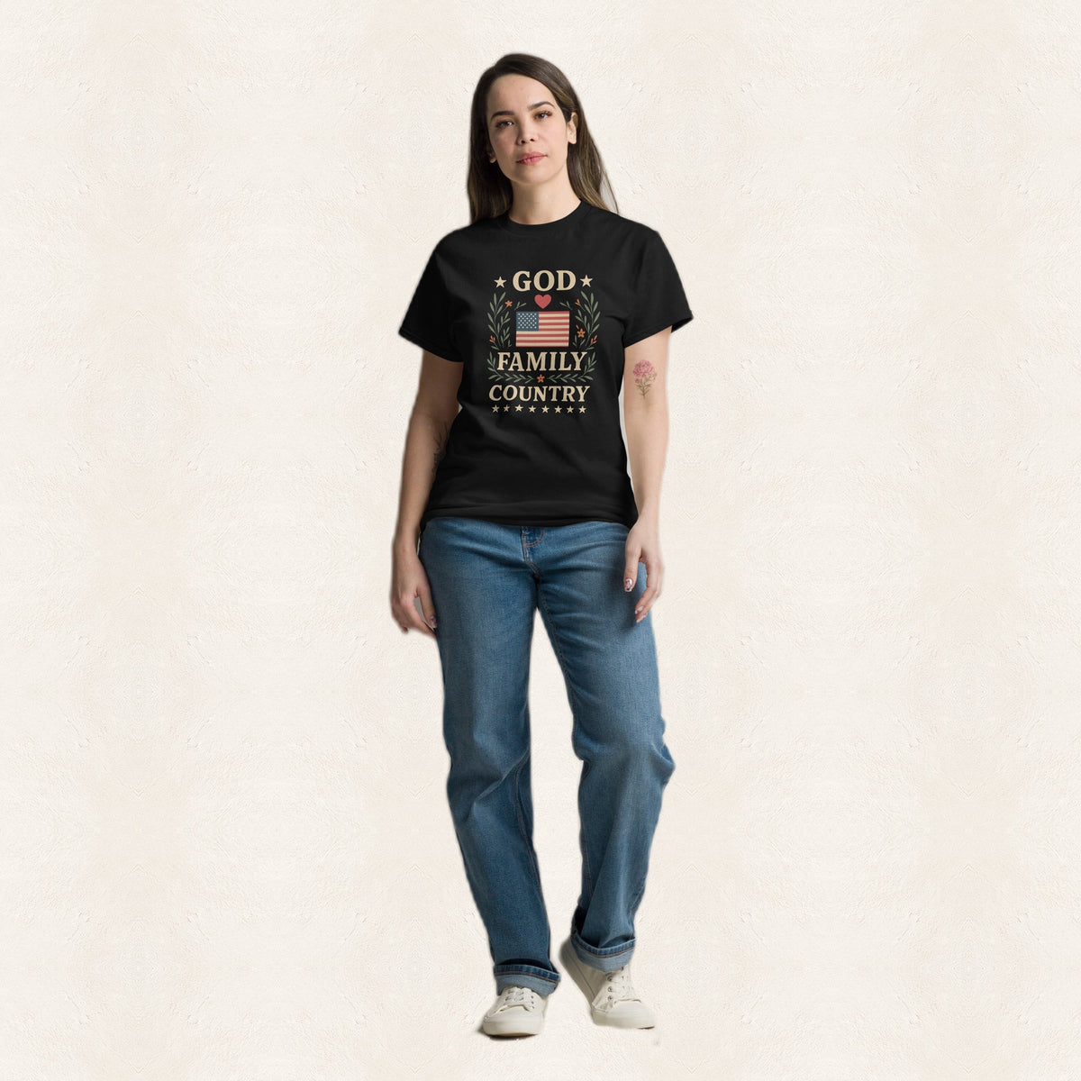 God Family Country Men's T-Shirt — warm ivory background