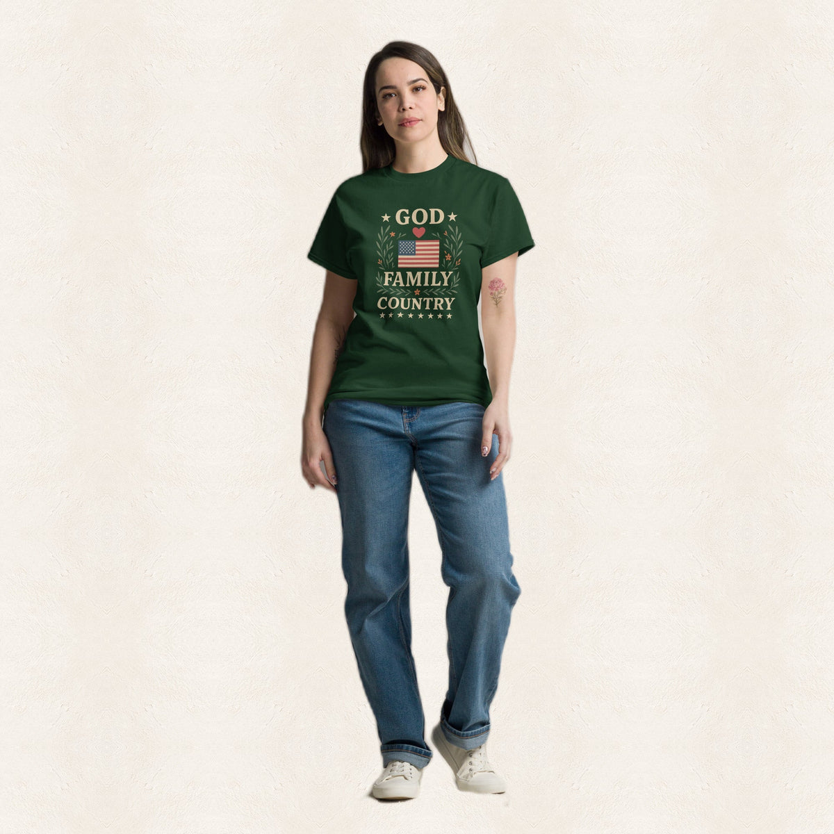 God Family Country Men's T-Shirt — warm ivory background