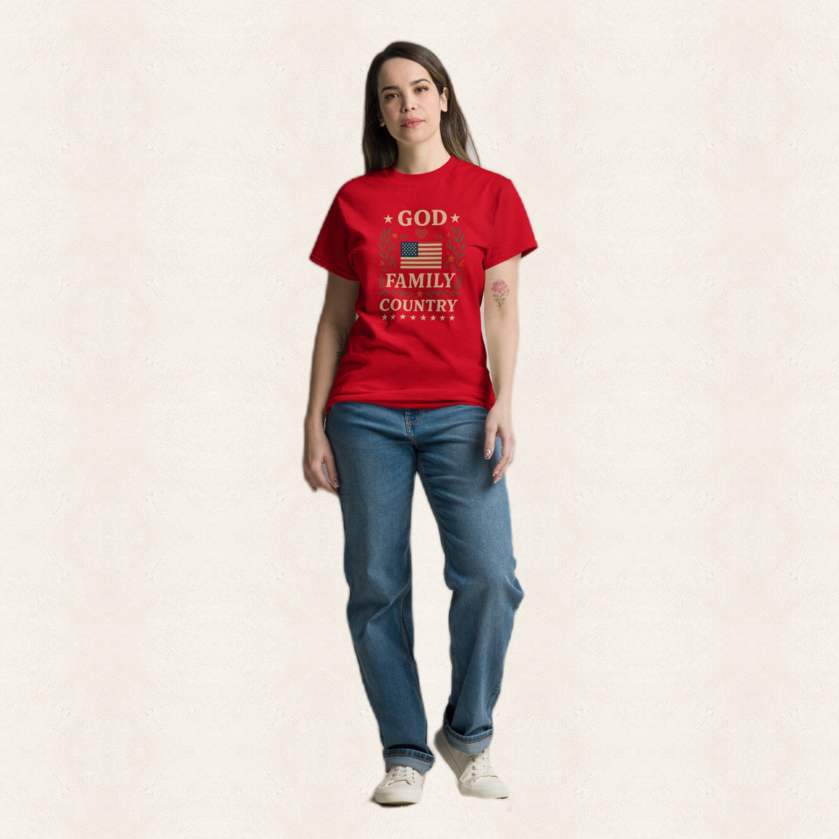 God Family Country Men's T-Shirt — warm ivory background