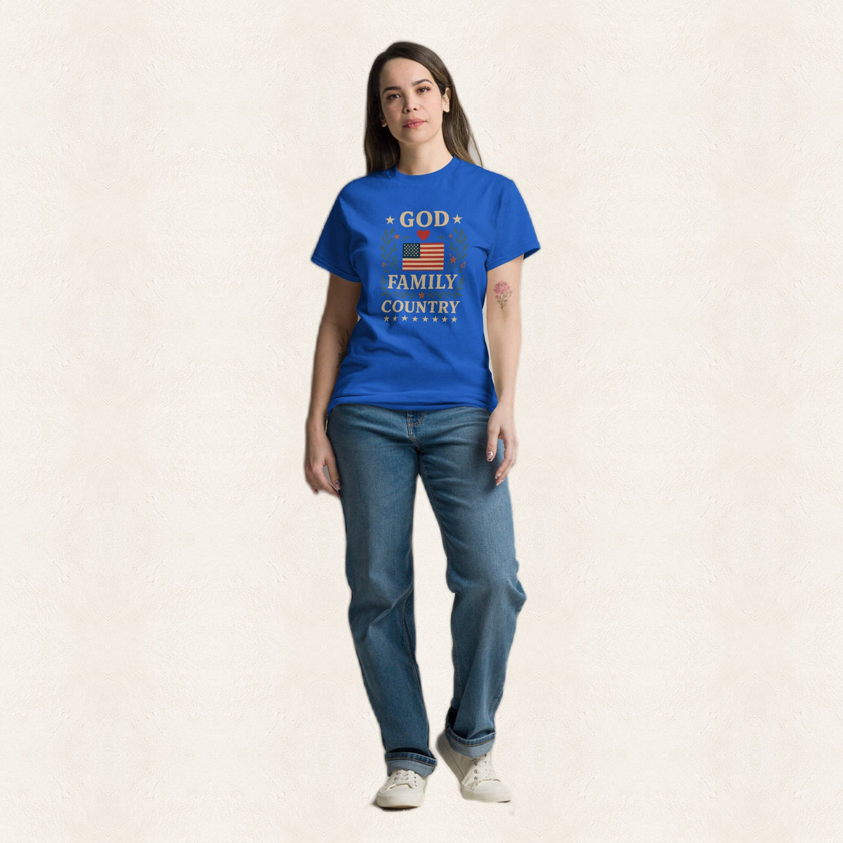God Family Country Men's T-Shirt — warm ivory background